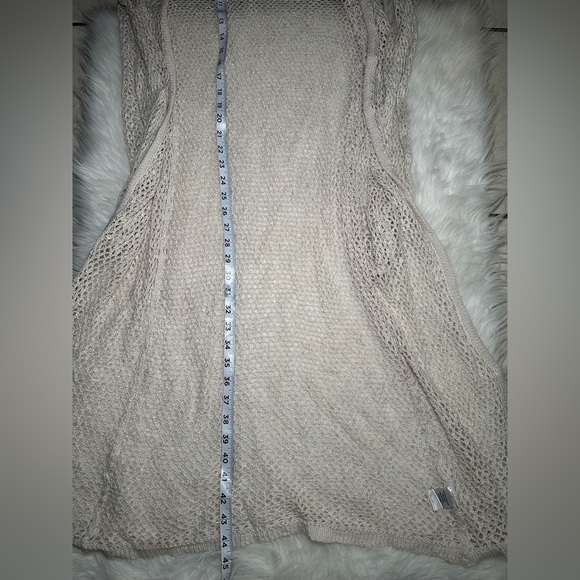 Bohemian Open-Knit Crotchet Cream Duster Cardigan, Size Medium/Large - Picture 7 of 8